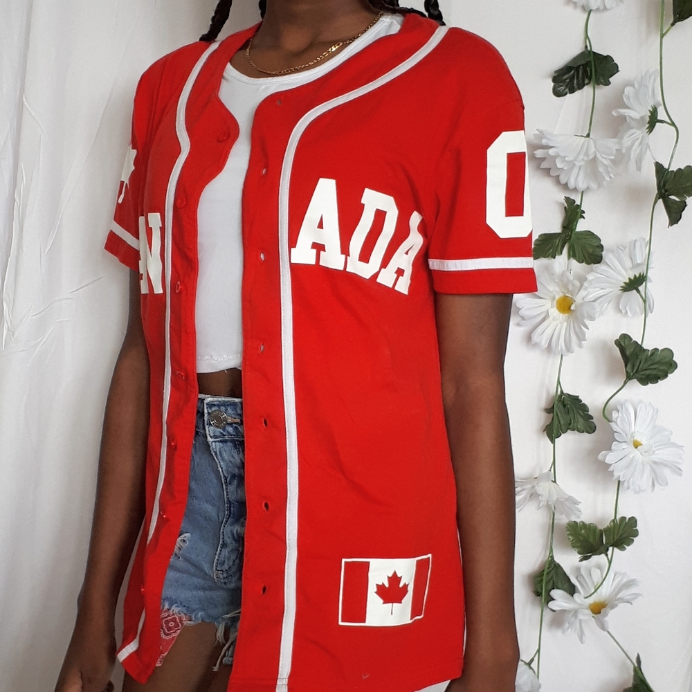 Red and white Canada jersey
